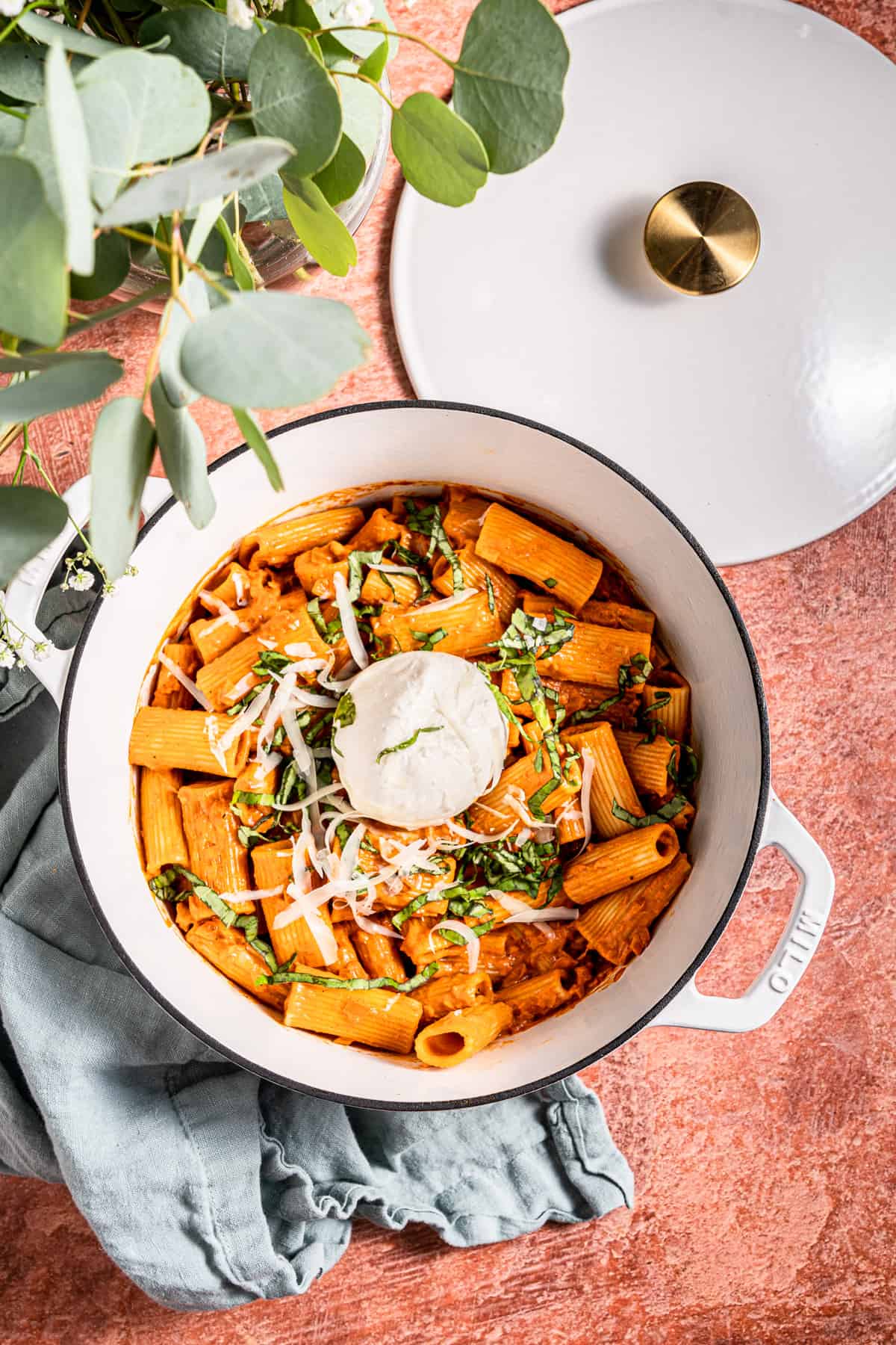 Easy Rigatoni Alla Vodka with Burrata and Basil - Leisure Fan Club