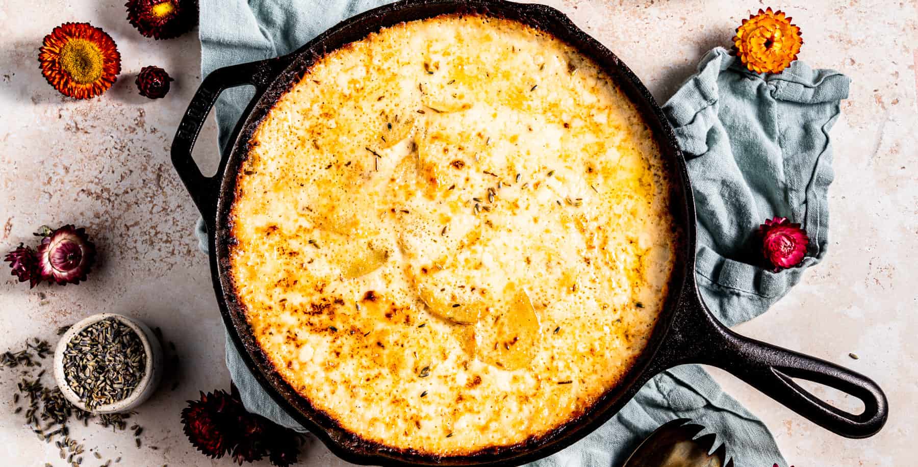 Creamy Au Gratin Potatoes with White Cheddar and Lavender Leisure Fan